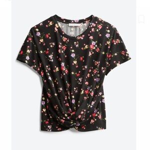 XS Lush Tamara Cropped Knot Front Knit Top - Black